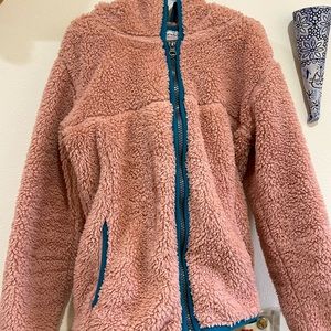 Hanna Andersson girls Sherpa fleece jacket full zip and hood